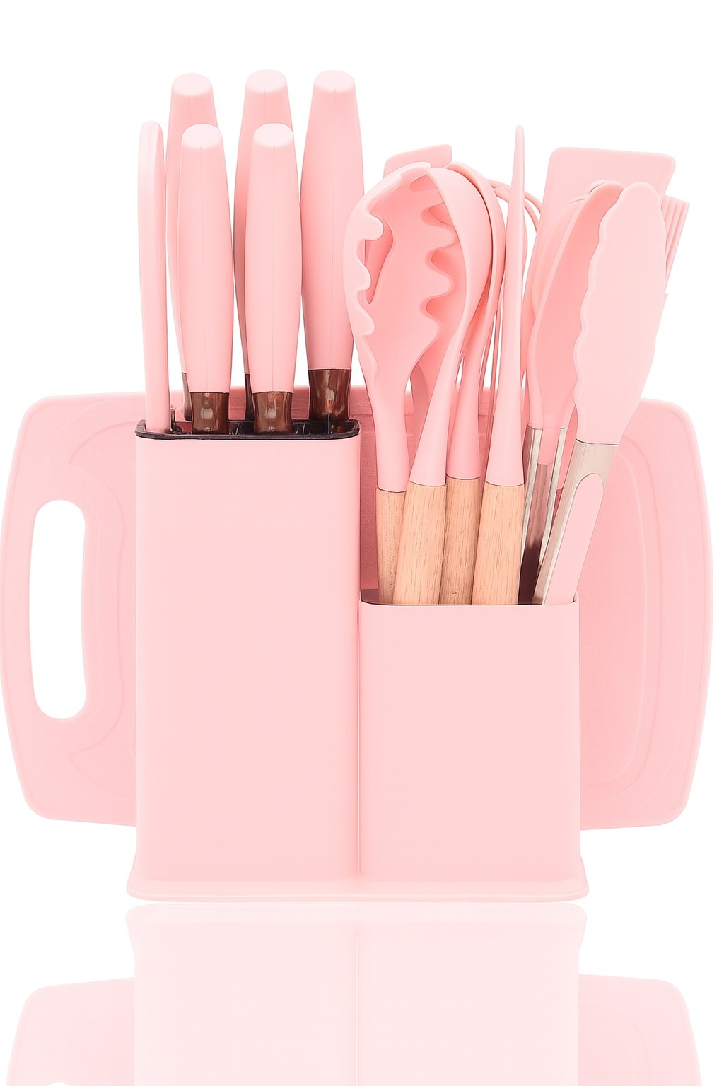 Set Coltelli da Cucina, pacchetto di utensili da Cucina da 19 pezzi, comprende 5 coltelli e 13 utensili da cucina in silicone, oltre a 1 scatola di stoccaggio