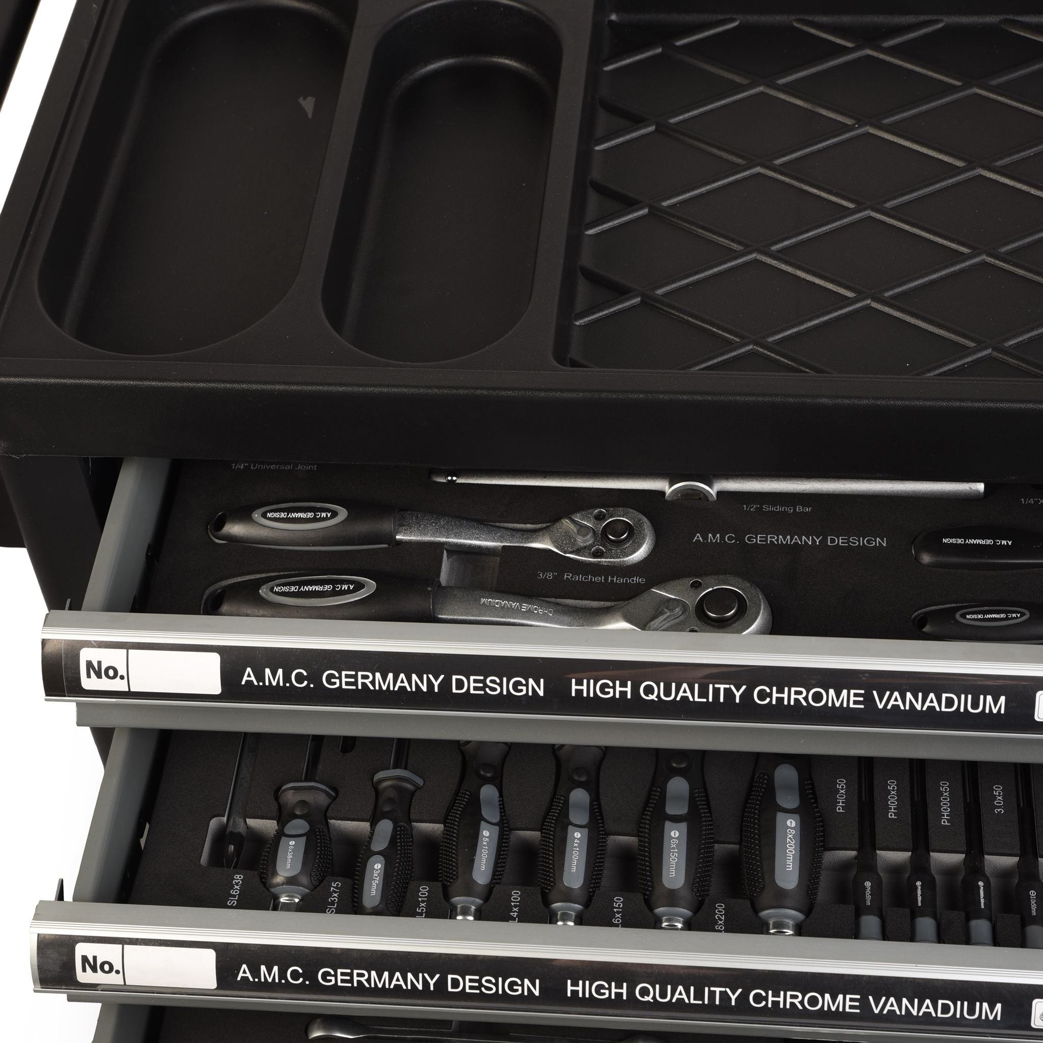 AMC Carrello porta attrezzi completo di utensili 6 cassetti con organizer completo di 1000 utensili