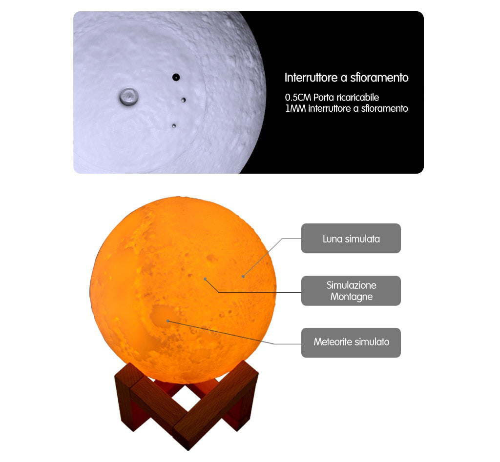 Profumatore Ambiente Luna a Led ✦ Lampada da comodino ✦ Atmosfera magica