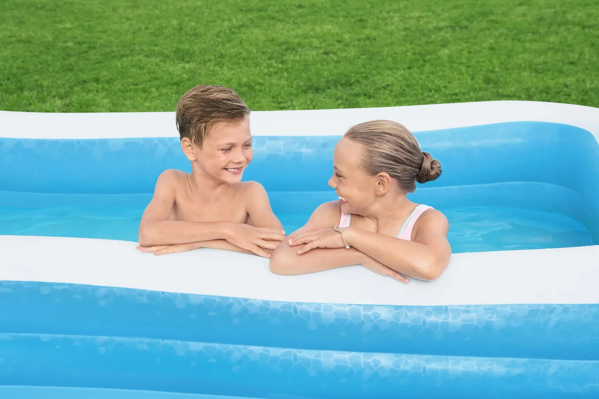 Piscina gonfiabile rettangolare a 3 anelli 262x175x51CM