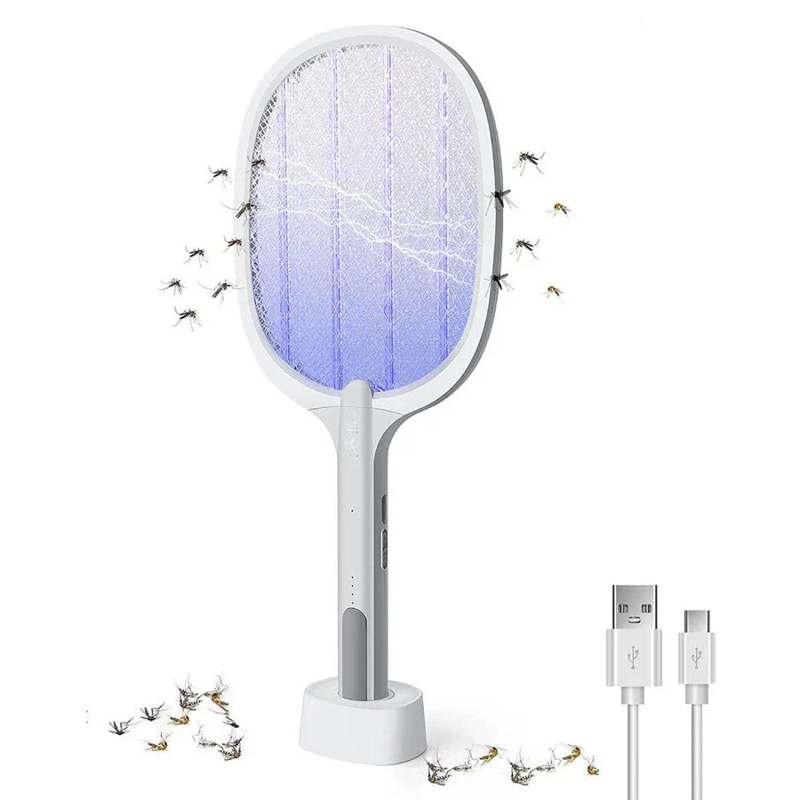 Racchette Zanzare Elettriche Ricaricabili 2 in 1 Lampada Led Fulmina Insetti