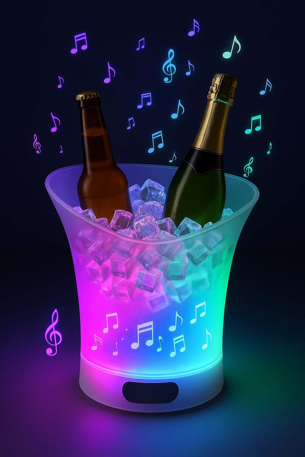 Secchiello Ghiaccio LED Multicolore con Speaker Bluetooth 5L, Portatile, Impermeabile – per Vino, Champagne, Birra – Ideale per Feste, Barbecue, Eventi
