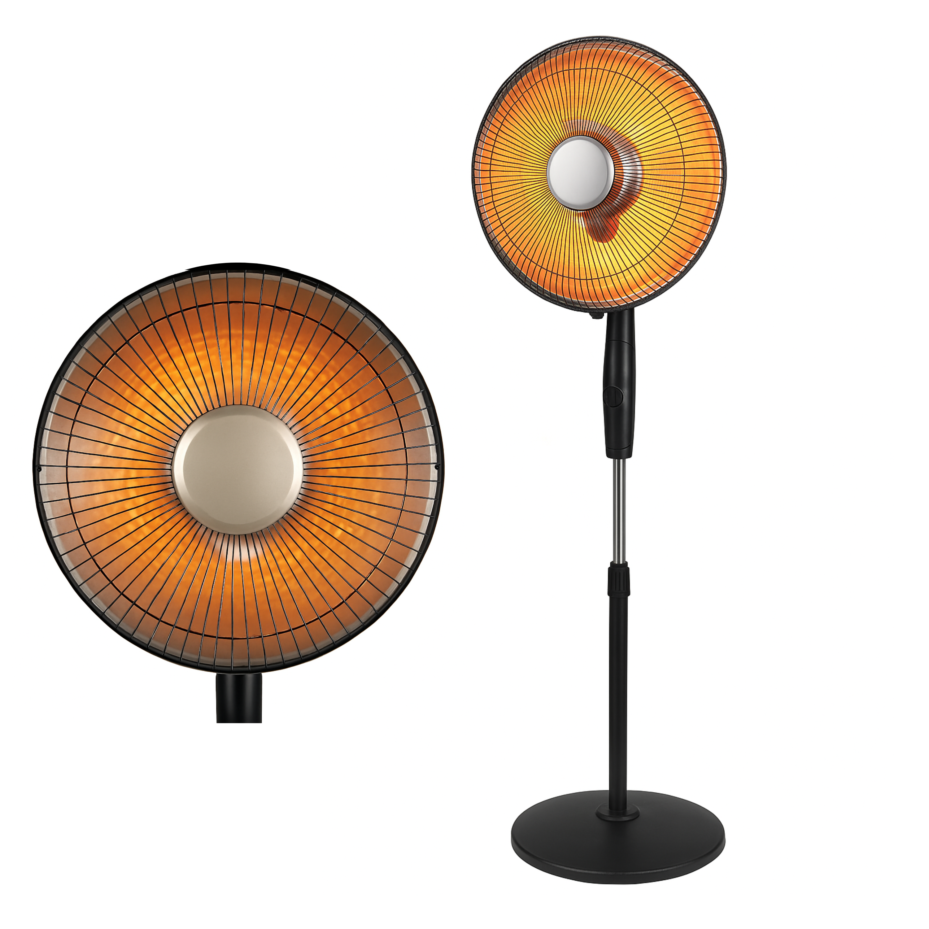 Stufa a Piantana Infrarossi al Carbonio 900W | Altezza Regolabile 105-120 cm, Oscillazione e Inclinazione Regolabile | 2 Livelli di Potenza 450/900W, Timer 60 Minuti – Riscaldamento Rapido e Silenzioso