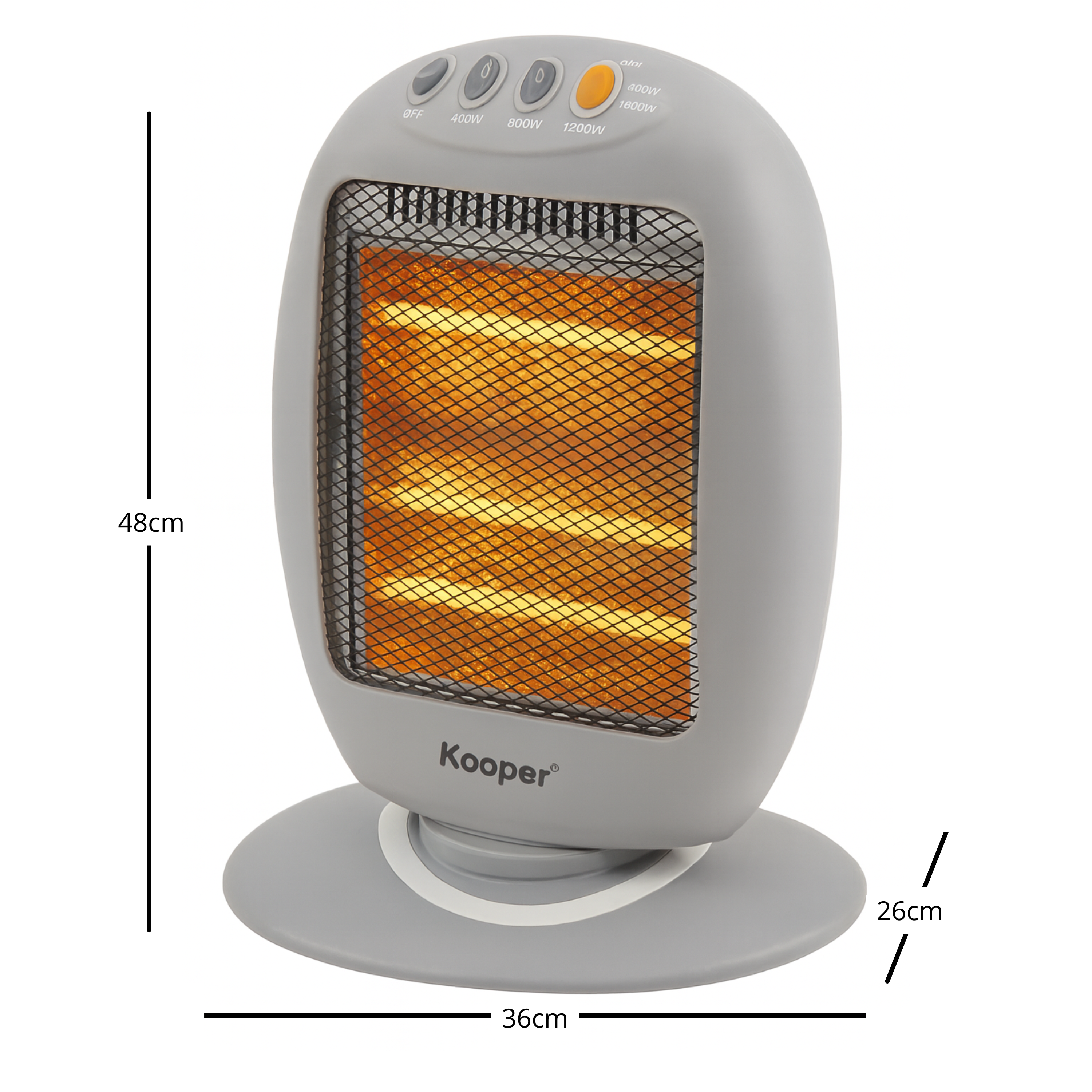 Stufa Elettrica Alogena 1200W con 3 Elementi Riscaldanti | 3 Livelli di Potenza 400/800/1200W Oscillazione Automatica, Base Antiribaltamento, Corpo Rotante, Cavo 1,3m Riscaldamento Rapido e Silenziosa