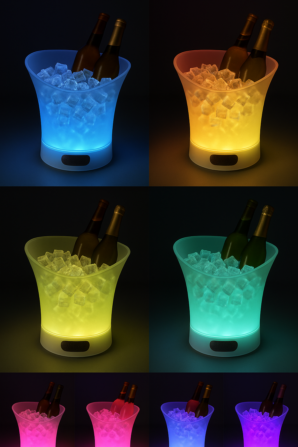 Secchiello Ghiaccio LED Multicolore con Speaker Bluetooth 5L, Portatile, Impermeabile – per Vino, Champagne, Birra – Ideale per Feste, Barbecue, Eventi