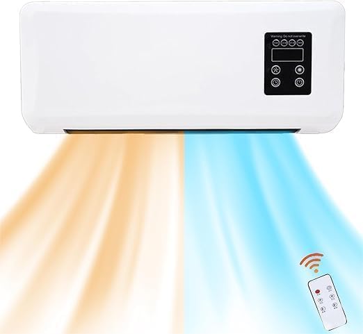 Termoconvettore Elettrico da Parete 1500W con Display LED e Telecomando - Funzione Aria Calda/Fredda Temperatura Regolabile, Timer, Design Compatto ed Efficiente per Casa Ufficio