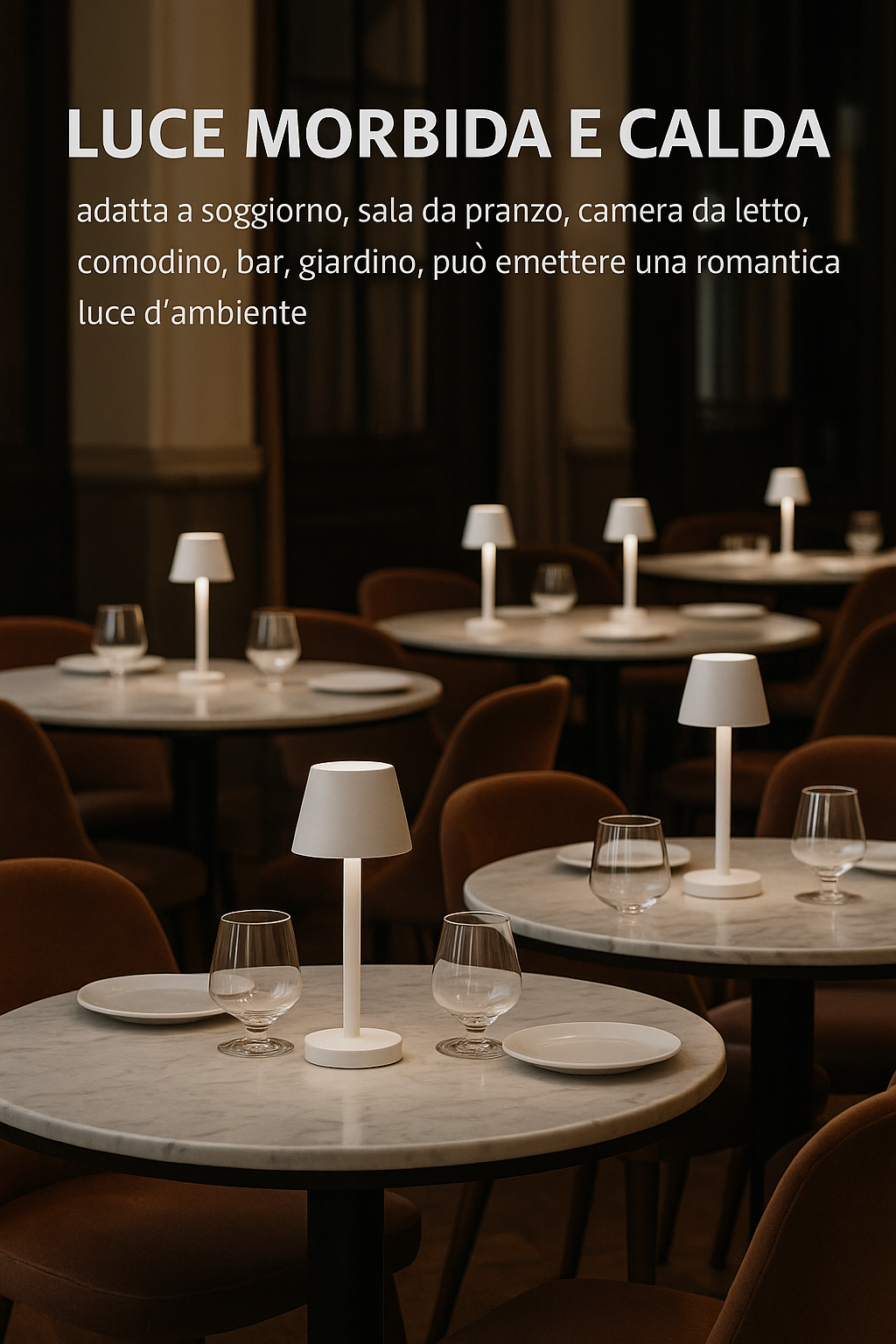 Lampada da Tavolo LED Ricaricabile Senza Fili – Dimmerabile Touch, 2400mAh, 3 Tonalità (2700K-6000K), Design Moderno per Interno ed Esterno, Camera da Letto, Soggiorno, Giardino, IP54