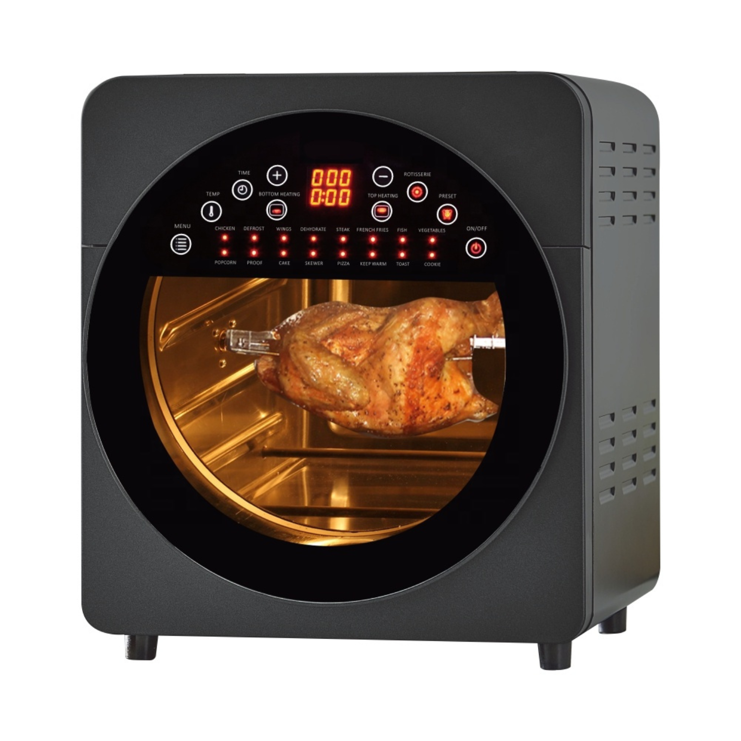 Forno ad Aria 14L con Doppio Riscaldamento e Display Touch – Air Fryer Oven Multifunzione in Acciaio, con Girarrosto, Timer Regolabile e Accessori Inclusi – Cottura Sana e Croccante Senza Olio