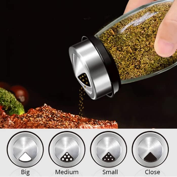 Portaspezie Girevole a 360° con 6 Barattoli in Vetro, barattoli con Tappi spargispezie Organizer da Cucina,Supporto per condimenti