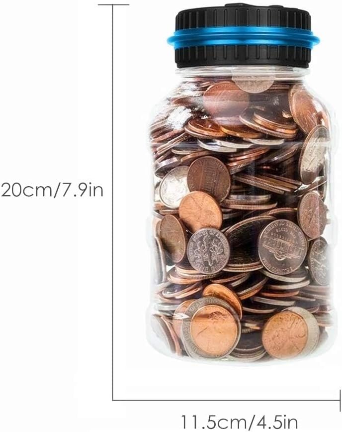 Salvadanaio Elettronico Digitale Trasparente con Display LCD, Grande Capacità da 1.8L Euro Contasoldi, Contamonete Apribile per Bambini e Ragazze, Gigante Contatore Monete Automatico per Adulti