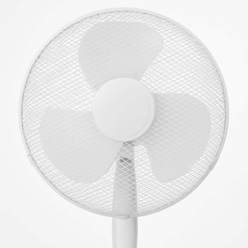Ventilatore a Piantana 60W Bianco – Altezza Regolabile, 3 Velocità, Oscillazione Orizzontale, Diametro Pale 41 cm, Silenzioso e Potente