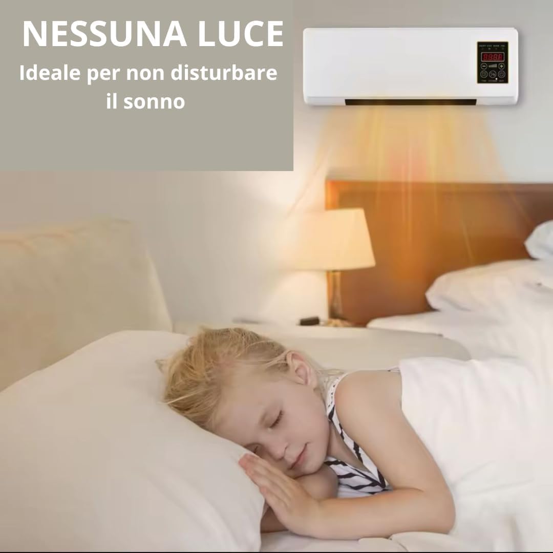Termoconvettore Elettrico da Parete 1500W con Display LED e Telecomando - Funzione Aria Calda/Fredda Temperatura Regolabile, Timer, Design Compatto ed Efficiente per Casa Ufficio
