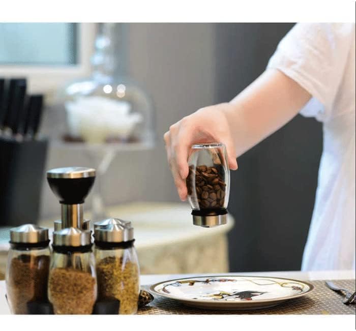Portaspezie Girevole a 360° con 6 Barattoli in Vetro, barattoli con Tappi spargispezie Organizer da Cucina,Supporto per condimenti
