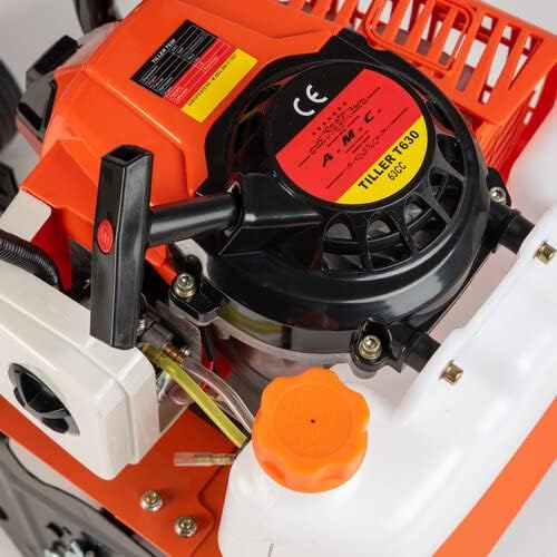 AMC Motozappa motocoltivatore zappatrica con motore a scoppio 2 tempi da 52cc e 3,7 cv di potenza con una larghezza del raggio di lavoro di 30 cm e profondità di 15 cm zappette in acciaio rinforzato