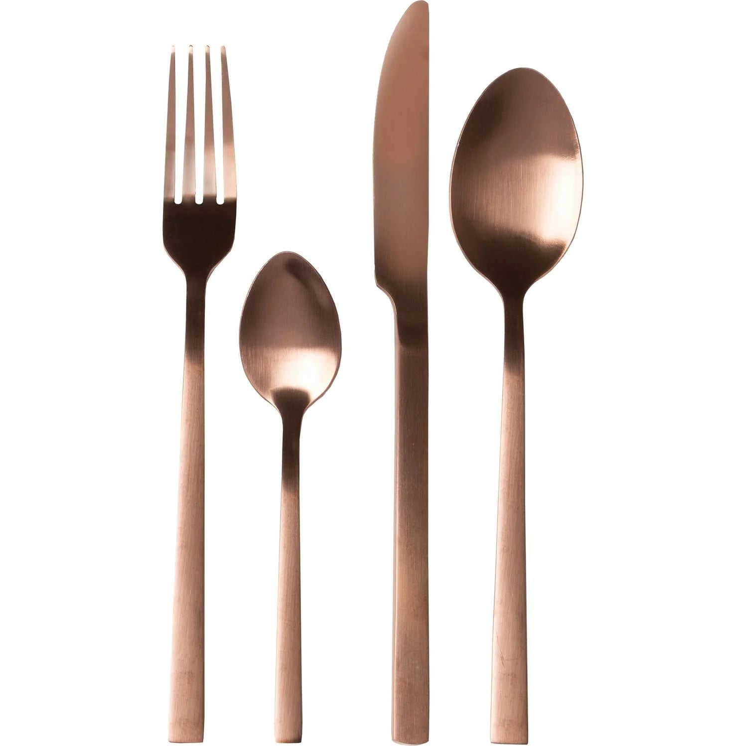 Set Posate 24 Pezzi – Servizio Posate Acciaio Inox con Finitura Bronzo Satinato, 6 Cucchiai, 6 Forchette, 6 Coltelli, 6 Cucchiaini – Design Moderno Manico Quadrato, Elegante e Resistente