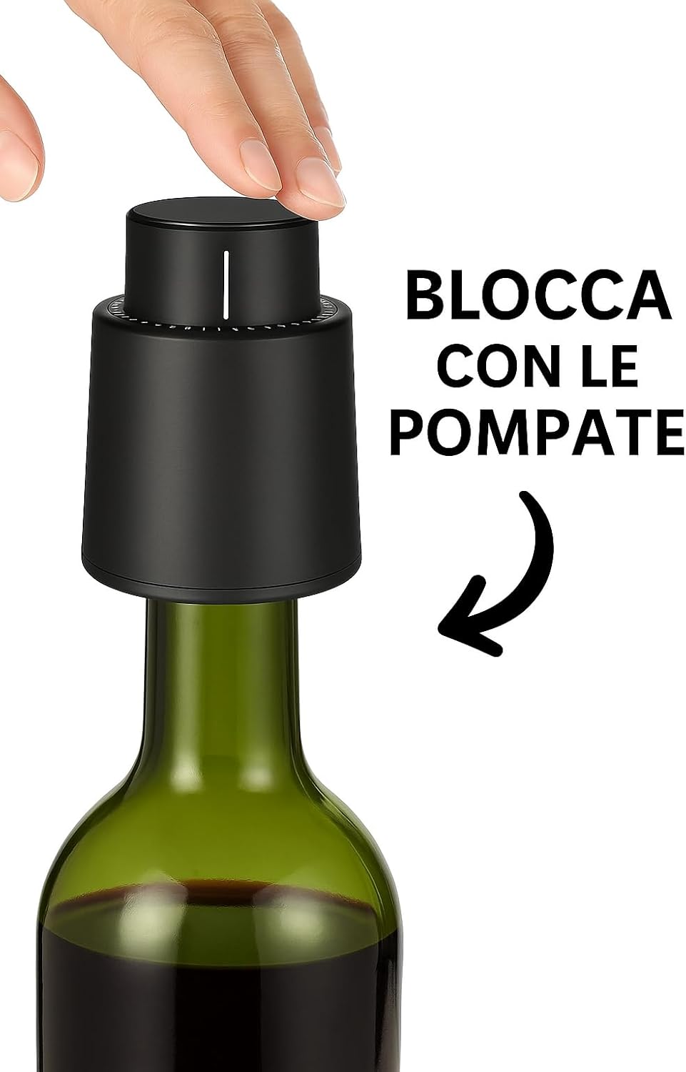 Set 2 Tappi Vino Sottovuoto con Indicatore Data – Conservazione Ermetica, Facili da Usare, Riutilizzabili – Tappo Salva Freschezza per Bottiglie di Vino e Spumante Champagne