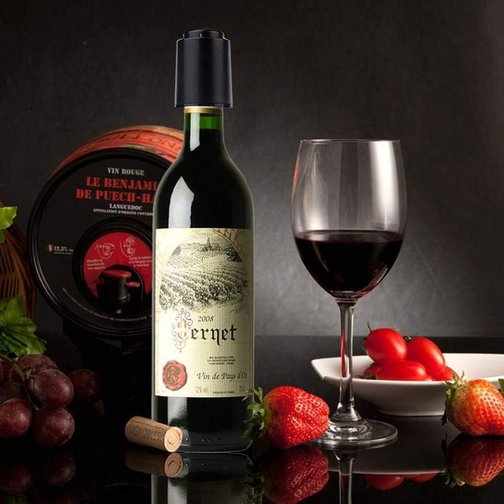Set 2 Tappi Vino Sottovuoto con Indicatore Data – Conservazione Ermetica, Facili da Usare, Riutilizzabili – Tappo Salva Freschezza per Bottiglie di Vino e Spumante Champagne
