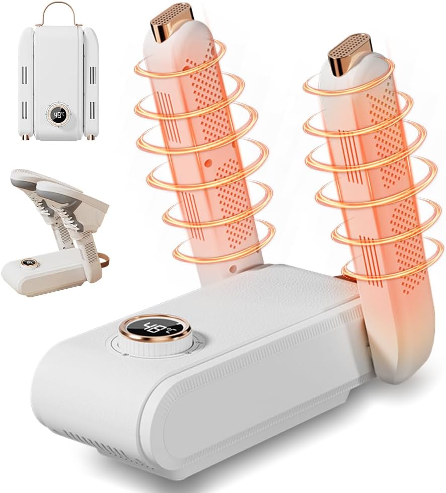 Asciuga Scarpe Elettrico, Asciugascarpe Pieghevole con Timer e Luce UV, Asciuga Scarpe da Calcio Portatile, Scalda Scarpe da Calcio Asciugatura Rapida per Scarpe, Cappelli, Calzini, Guanti