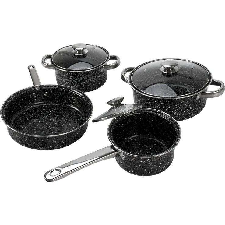 Batteria di Pentole Black Antiaderenti Marmorizzate 7 Pezzi