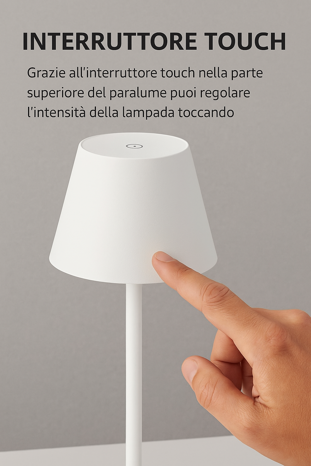 Lampada da Tavolo LED Ricaricabile Senza Fili – Dimmerabile Touch, 2400mAh, 3 Tonalità (2700K-6000K), Design Moderno per Interno ed Esterno, Camera da Letto, Soggiorno, Giardino, IP54