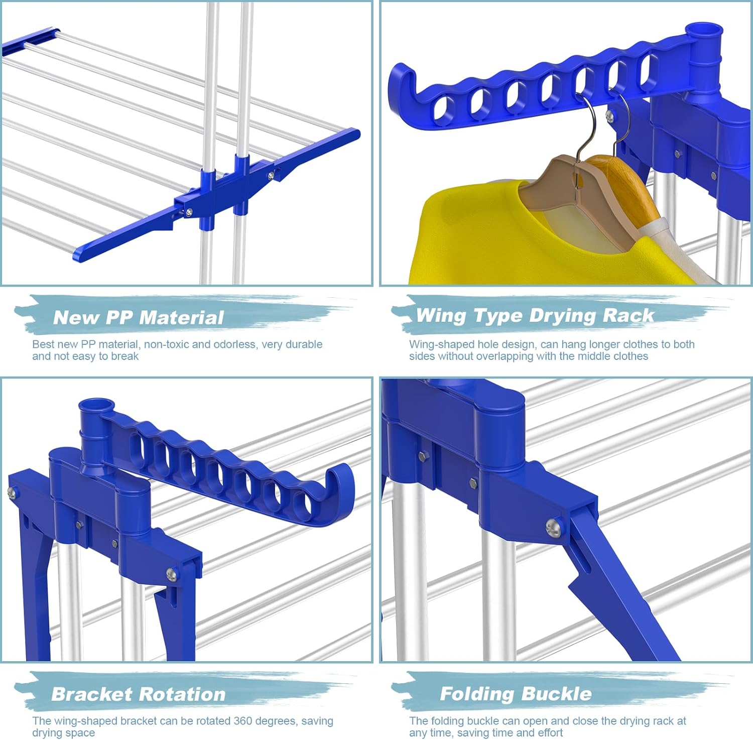 Stendini Estensibile a 4 Livelli in Metallo, Stendibiancheria Salvaspazio per uso Interno/Esterno,73 x 64x 170 cm