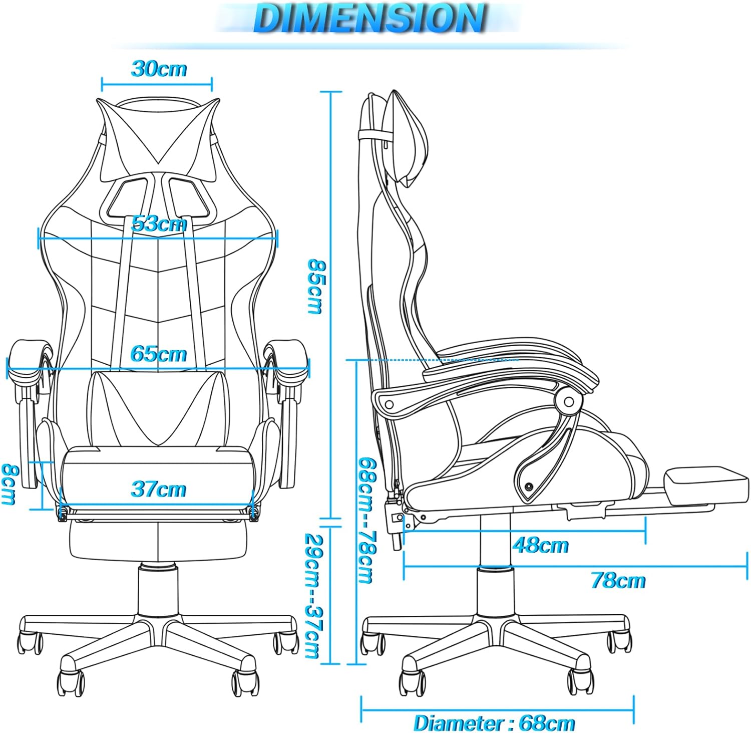 Sedia Gaming Ergonomica con Poggiapiedi Estraibile, Cuscino Lombare e Poggiatesta – Poltrona da Ufficio e Gaming in Ecopelle, Schienale Reclinabile 135°, Altezza Regolabile