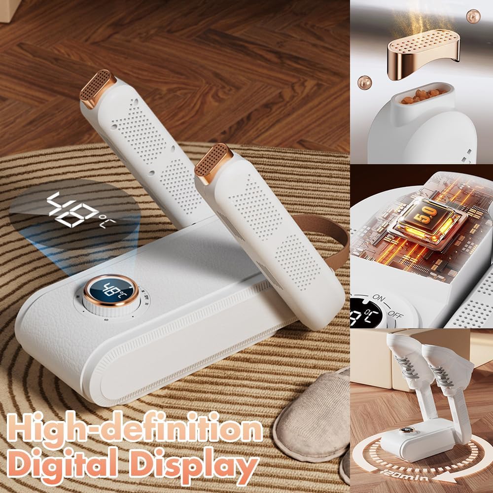 Asciuga Scarpe Elettrico, Asciugascarpe Pieghevole con Timer e Luce UV, Asciuga Scarpe da Calcio Portatile, Scalda Scarpe da Calcio Asciugatura Rapida per Scarpe, Cappelli, Calzini, Guanti