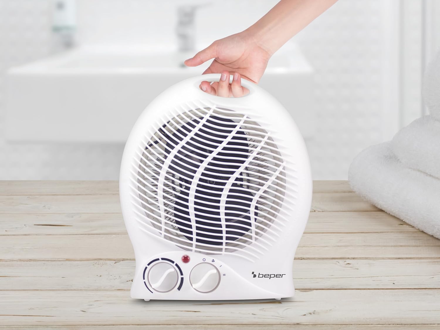 Termoventilatore da Bagno con Termostato Regolabile - Scaldino Elettrico Bagno Basso Consumo, 2000W