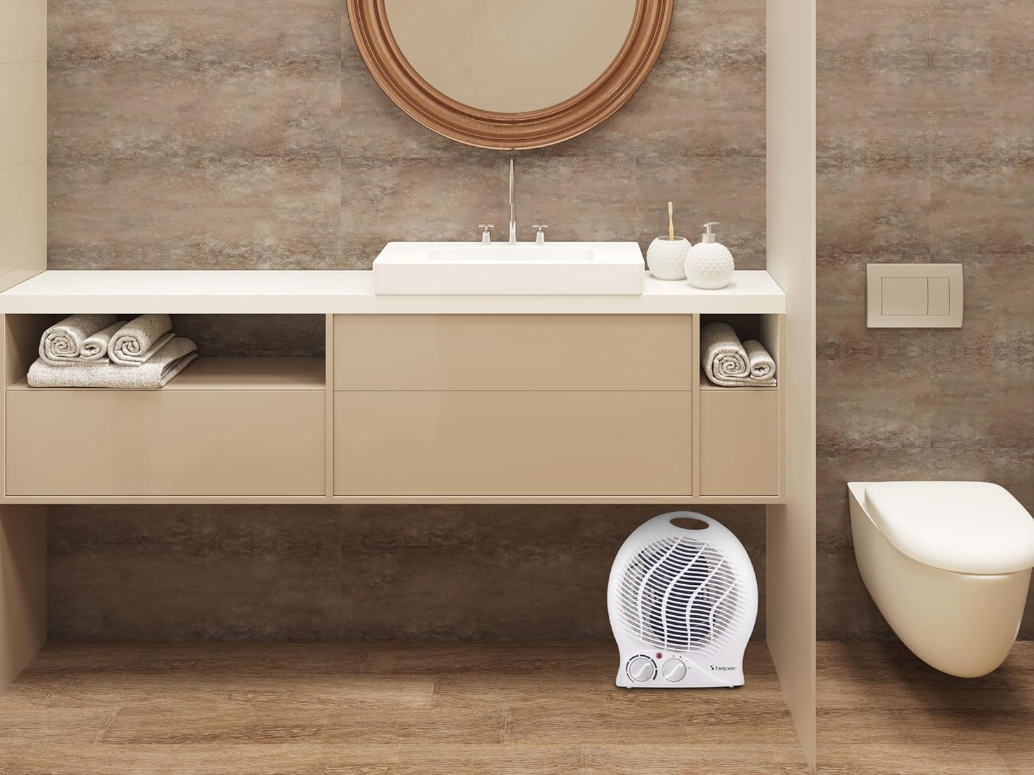 Termoventilatore da Bagno con Termostato Regolabile - Scaldino Elettrico Bagno Basso Consumo, 2000W