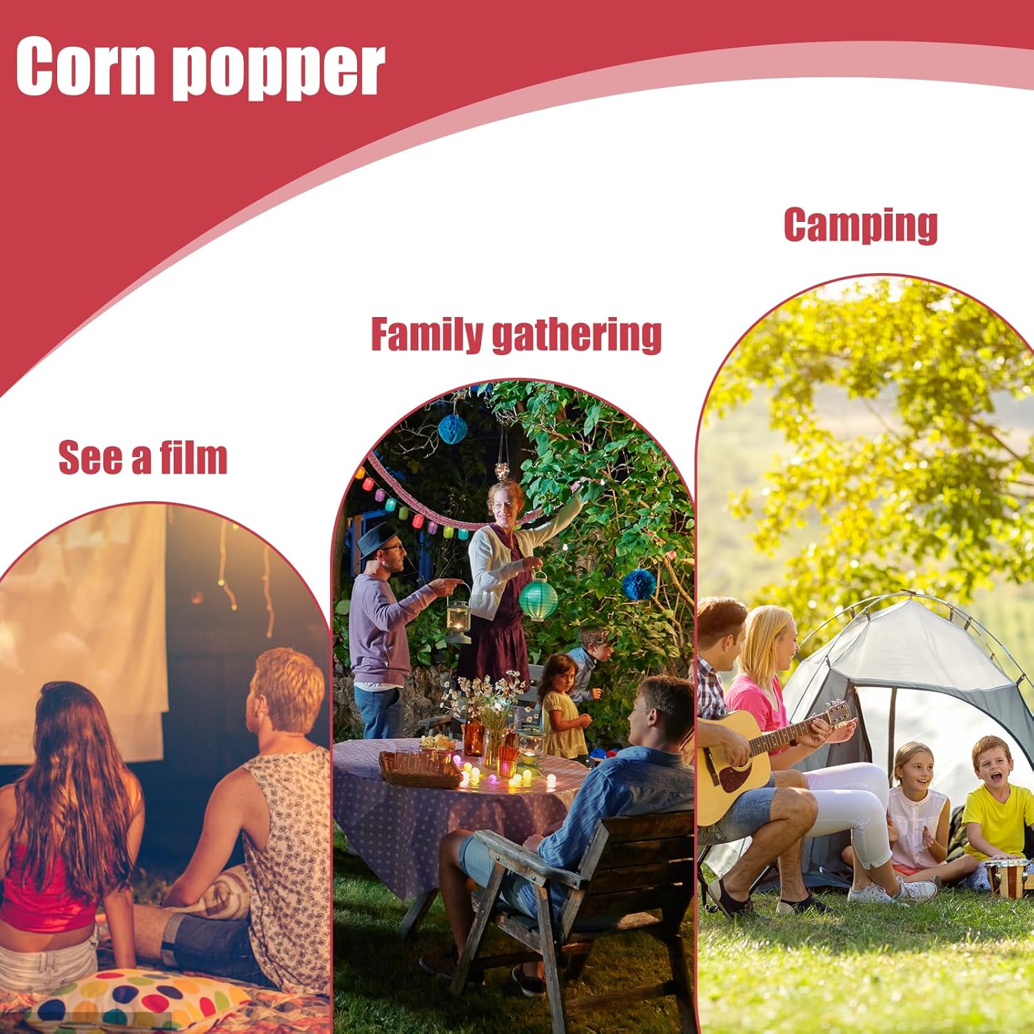 Mini macchina per popcorn ad aria calda, salutare, senza olio, grasso, 2 minuti, funzionamento one-touch, per casa, film, Natale, feste, serate di calcio