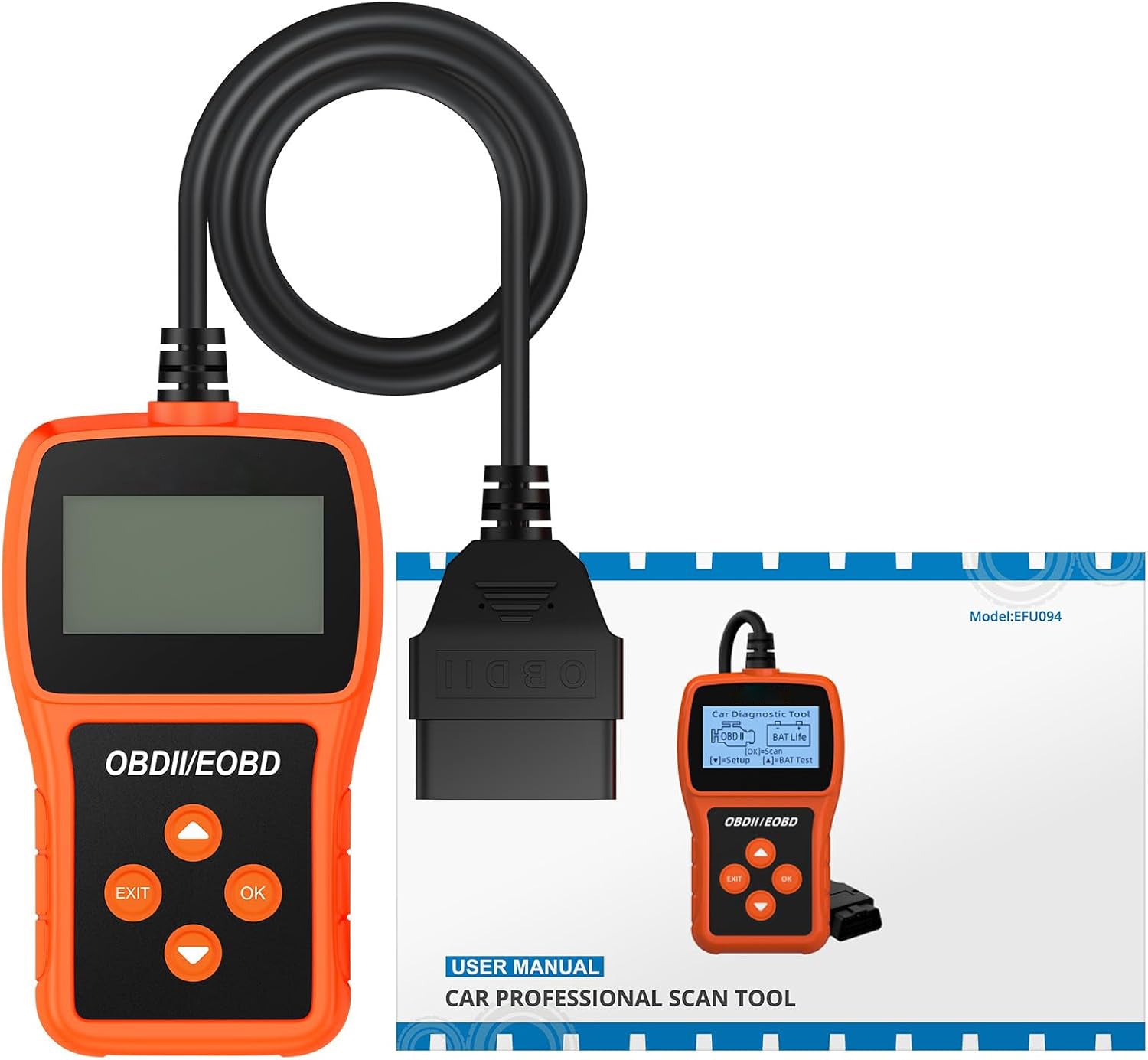Tester Scanner, OBD2 OBDII Dispositivo Diagnostica Auto, Lettura dei codici Scanner con definizione DTC,  Multilingue Strumento Diagnostica Autoveicoli