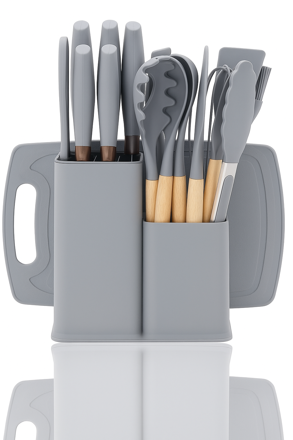 Set Coltelli da Cucina, pacchetto di utensili da Cucina da 19 pezzi, comprende 5 coltelli e 13 utensili da cucina in silicone, oltre a 1 scatola di stoccaggio