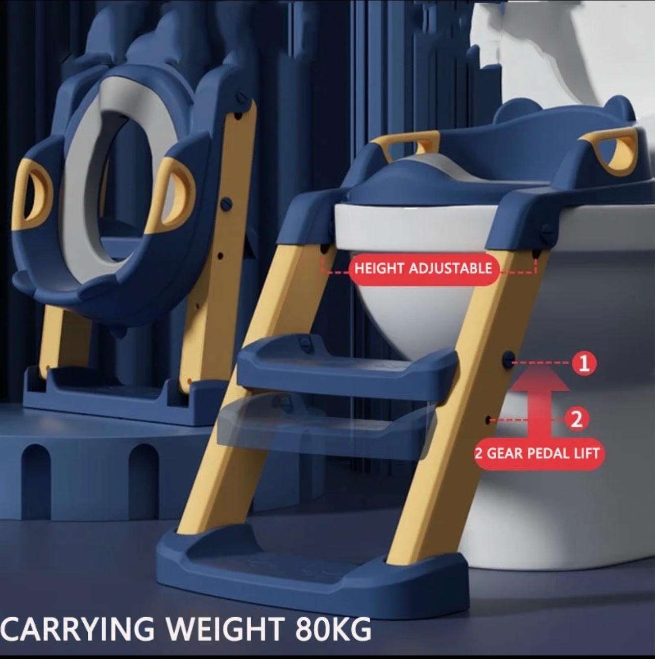 Riduttore Wc Bambini,Con Scaletta,Seduta Imbottita,Antiscivolo Anti Spruzzo, Regolazione Di Altezza A 10 Livelli,Scaletta Wc Per Bambini,Riduttore Water Bambini Per Potty Training