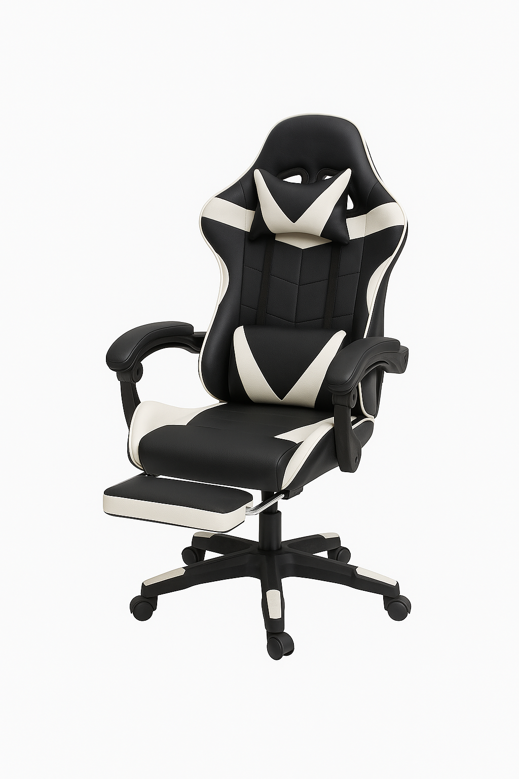 Sedia Gaming Ergonomica con Poggiapiedi Estraibile, Cuscino Lombare e Poggiatesta – Poltrona da Ufficio e Gaming in Ecopelle, Schienale Reclinabile 135°, Altezza Regolabile