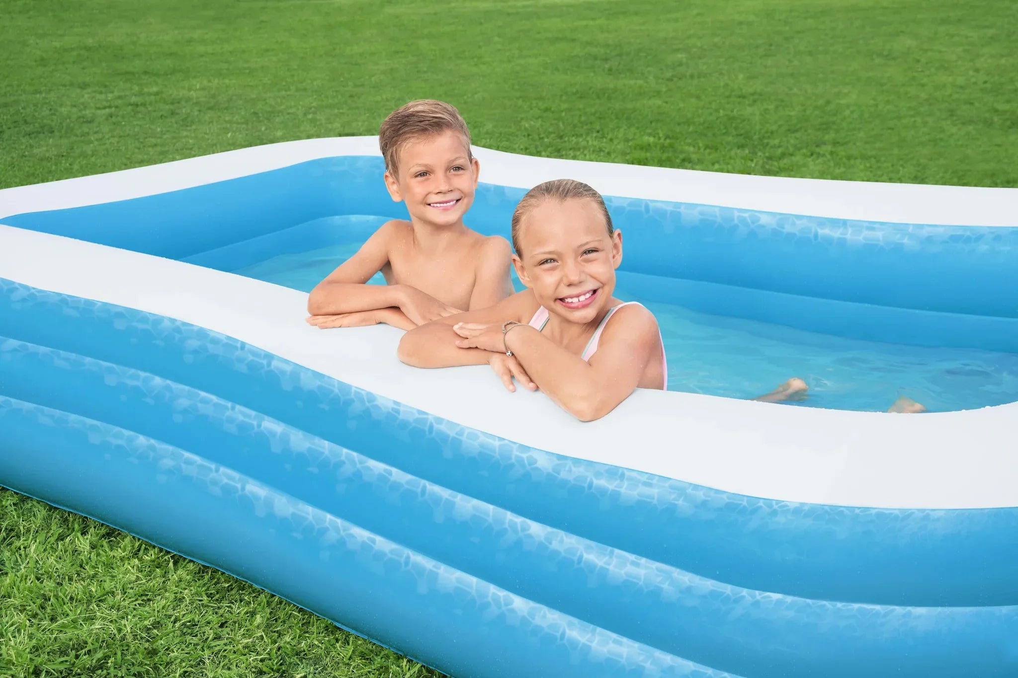 Piscina gonfiabile rettangolare a 3 anelli 262x175x51CM