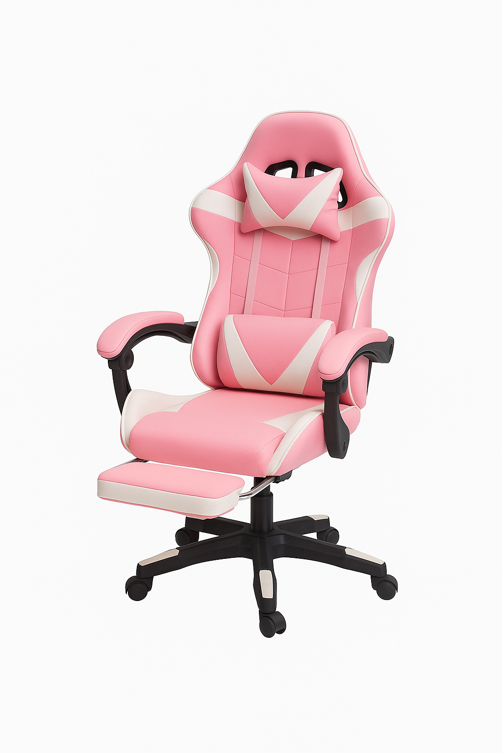 Sedia Gaming Ergonomica con Poggiapiedi Estraibile, Cuscino Lombare e Poggiatesta – Poltrona da Ufficio e Gaming in Ecopelle, Schienale Reclinabile 135°, Altezza Regolabile