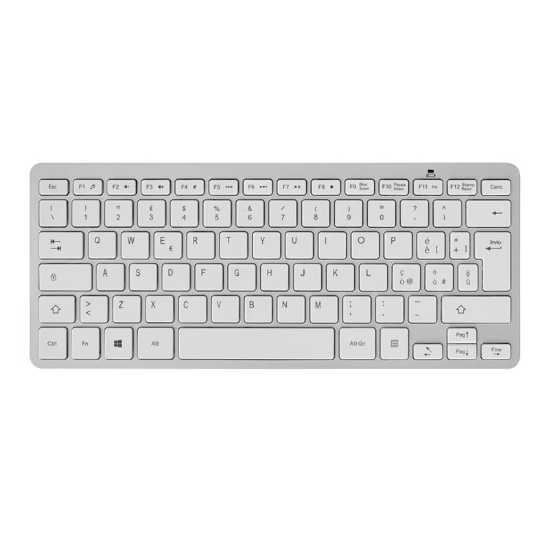 Tastiera Bluetooth Wireless 78 Tasti, Silenziosa e Ultra Sottile, Compatibile con PC, Laptop, Tablet, Smartphone e Smart TV – Design Portatile