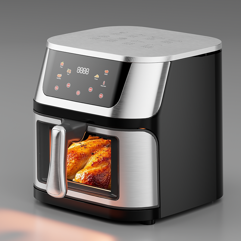 Friggitrice ad Aria 10L Extra Large con Cestello in Vetro – 1400W, Display Touch Digitale, Programmi Preimpostati e Personalizzabili, Cottura Sana Senza Olio, Rivestimento Antiaderente 220-240V 50Hz