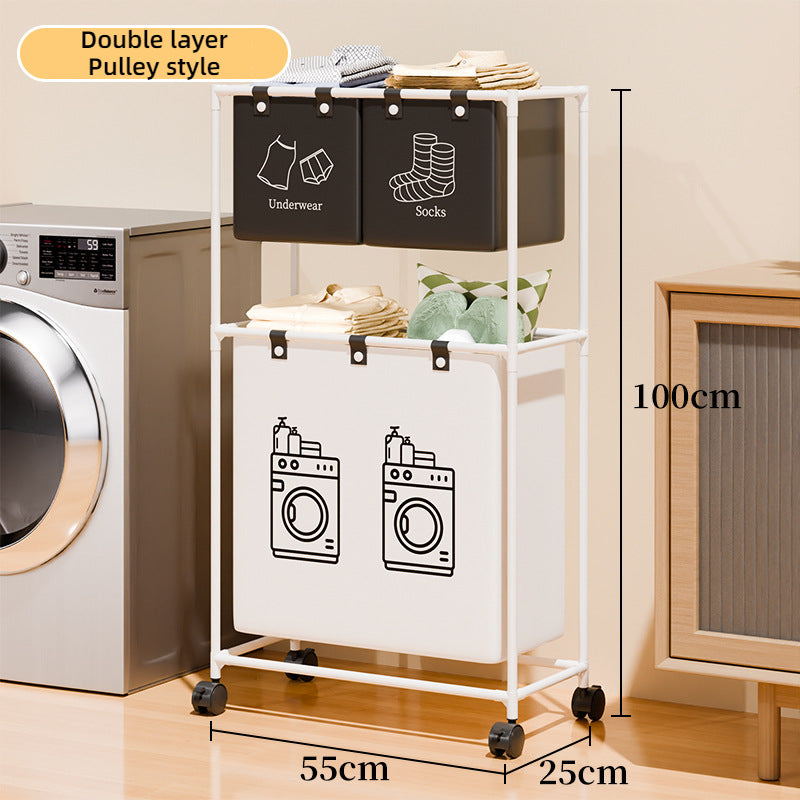 Carrello Portaoggetti Multiuso 1/2/3 Piani con Ruote – Organizer Salvaspazio 55x25 cm per Bagno, Lavanderia e Cucina – Struttura in Metallo con Cestelli Rimovibili, Design Moderno