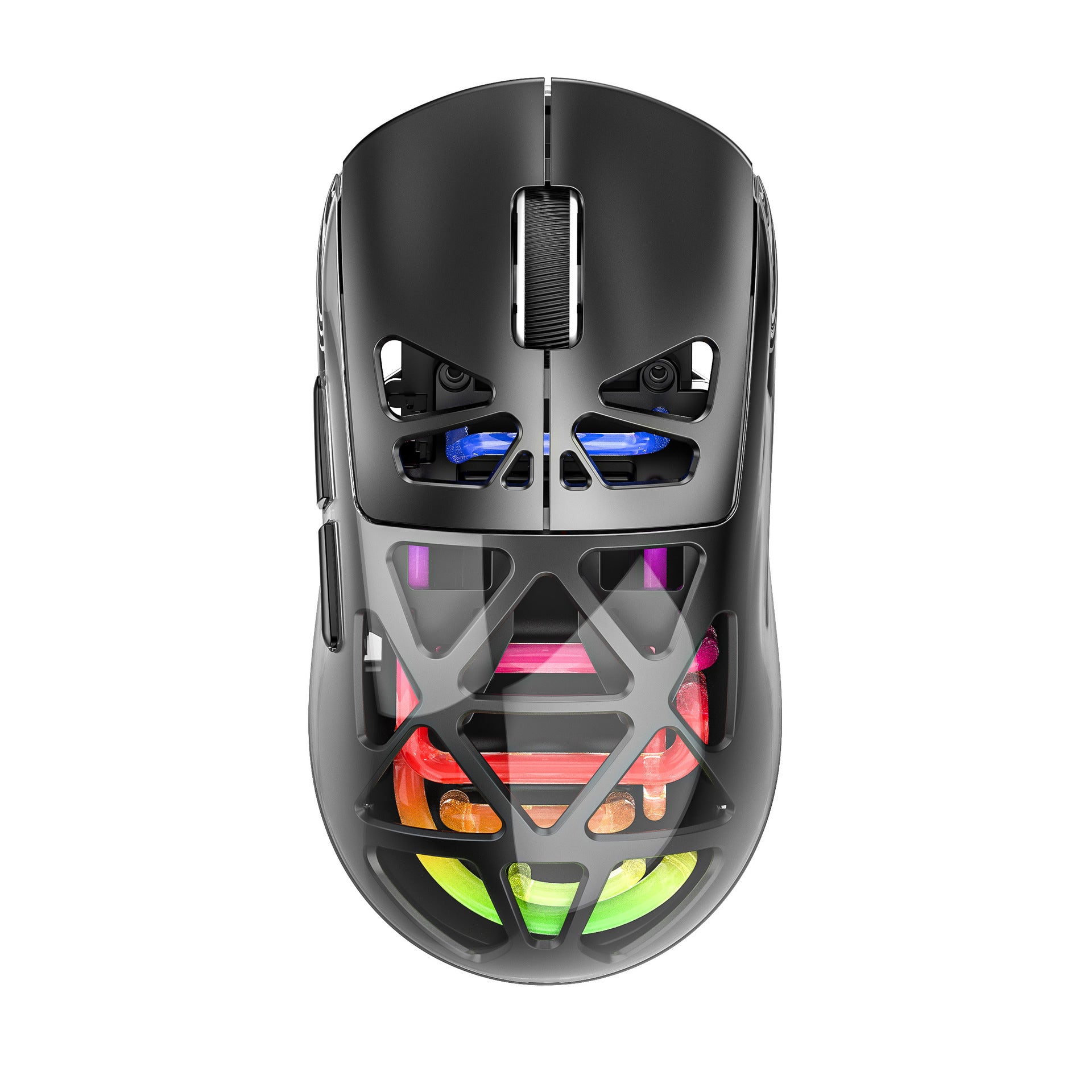 Mouse Gaming Wireless 3 Modalità (2.4G + Bluetooth + Cavo) | DPI 800-3600 Regolabile | RGB | Design Ergonomico | Corpo Semitrasparente
