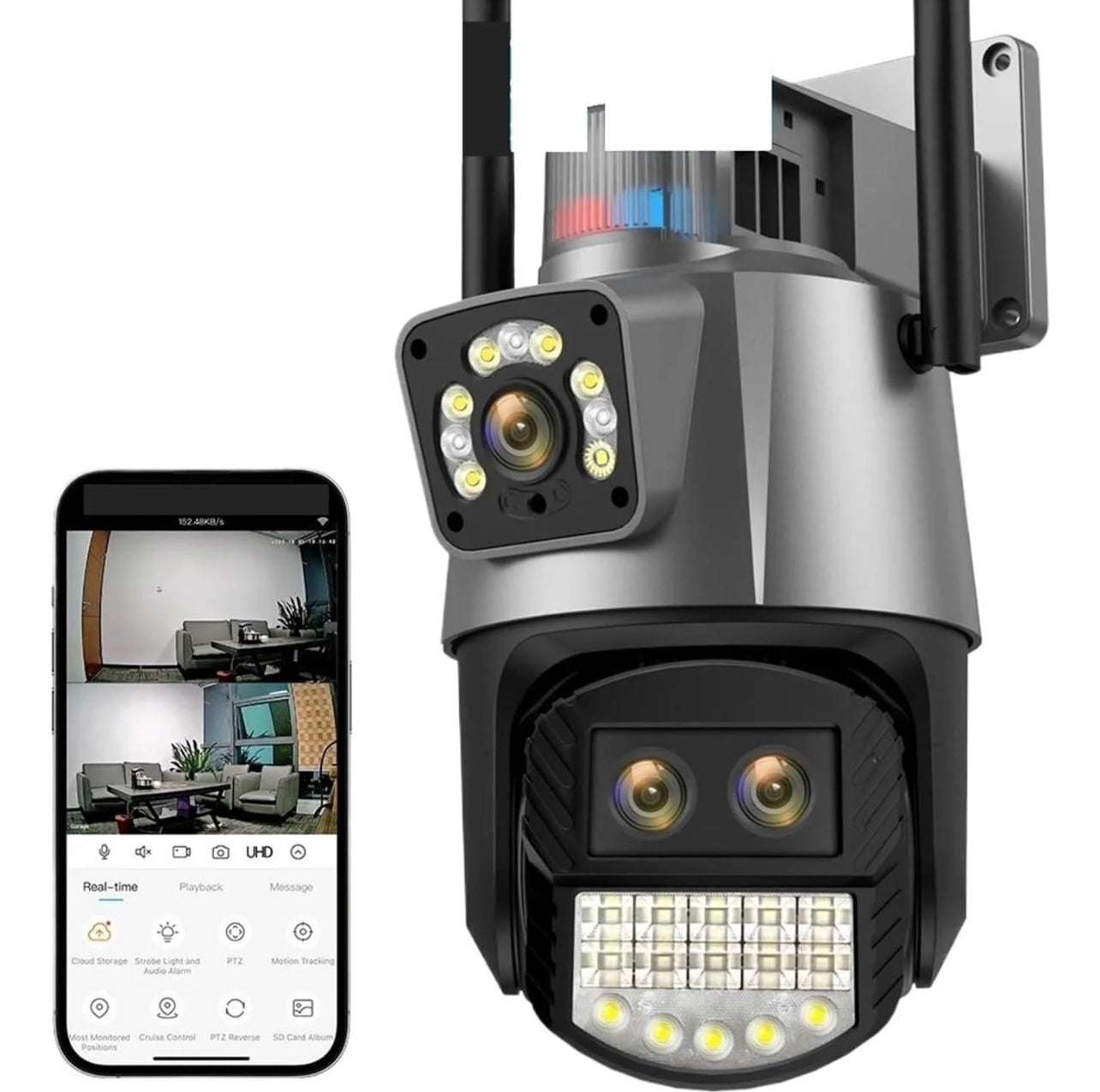 Telecamera di Sicurezza con tripla Camera 4K senza fili con RILEVAMENTO INTELLIGENTE