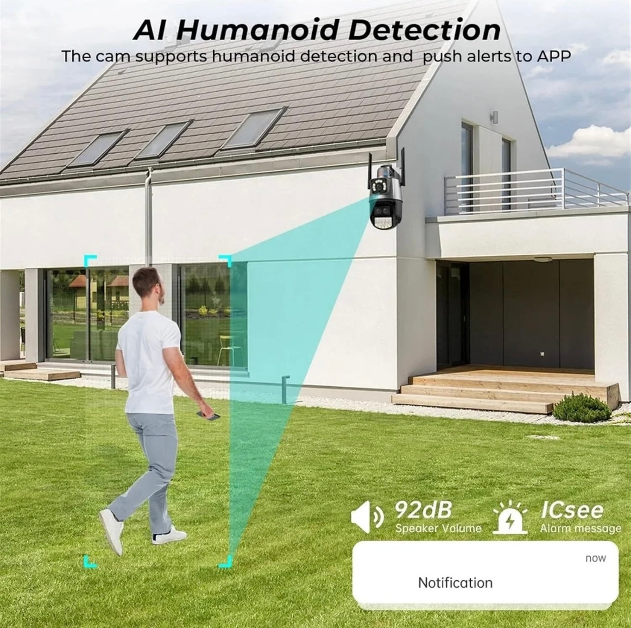 Telecamera di Sicurezza con tripla Camera 4K senza fili con RILEVAMENTO INTELLIGENTE