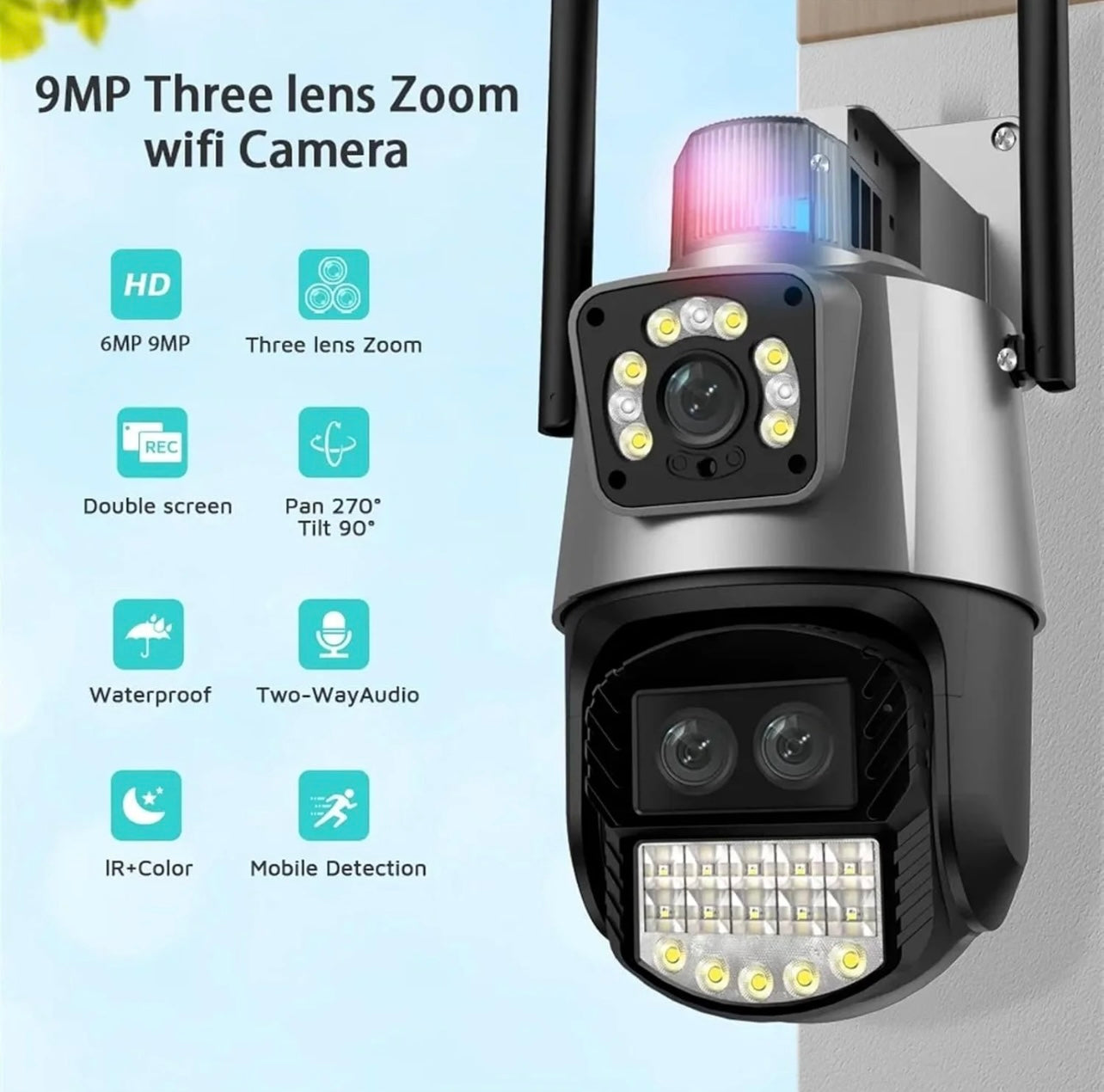 Telecamera di Sicurezza con tripla Camera 4K senza fili con RILEVAMENTO INTELLIGENTE