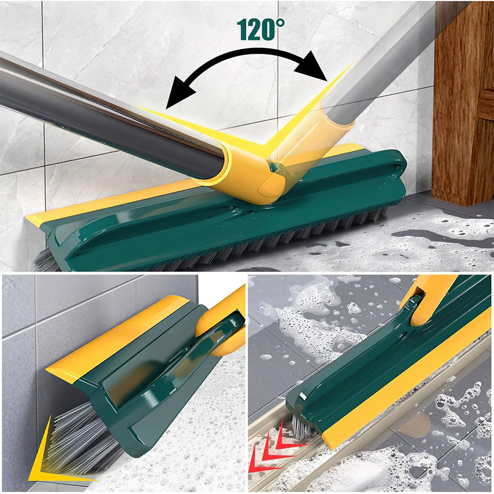 Spazzola Pavimenti 3 in 1 con Manico Lungo e Testa Girevole 120°