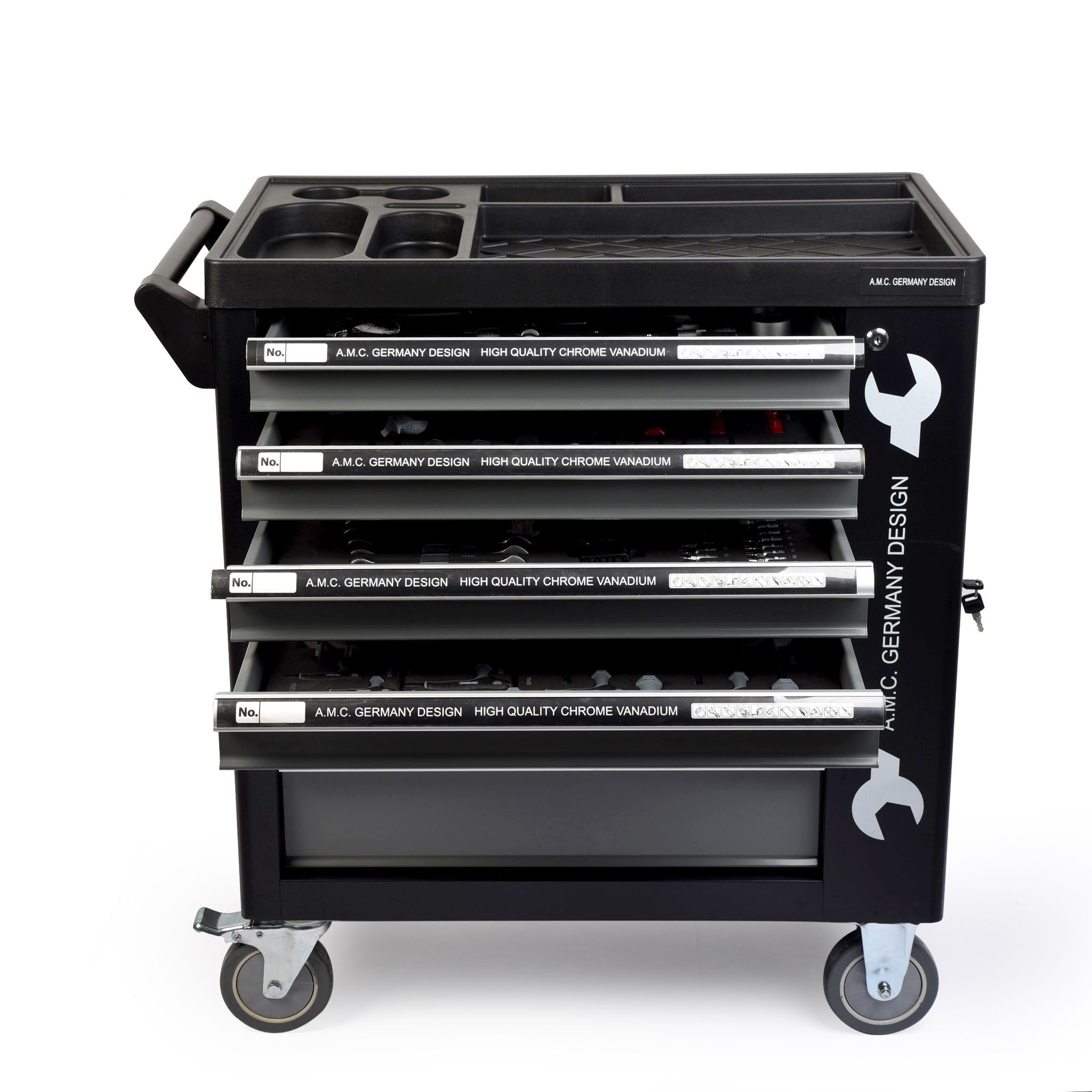 AMC Carrello porta attrezzi completo di utensili 6 cassetti con organizer completo di 1000 utensili