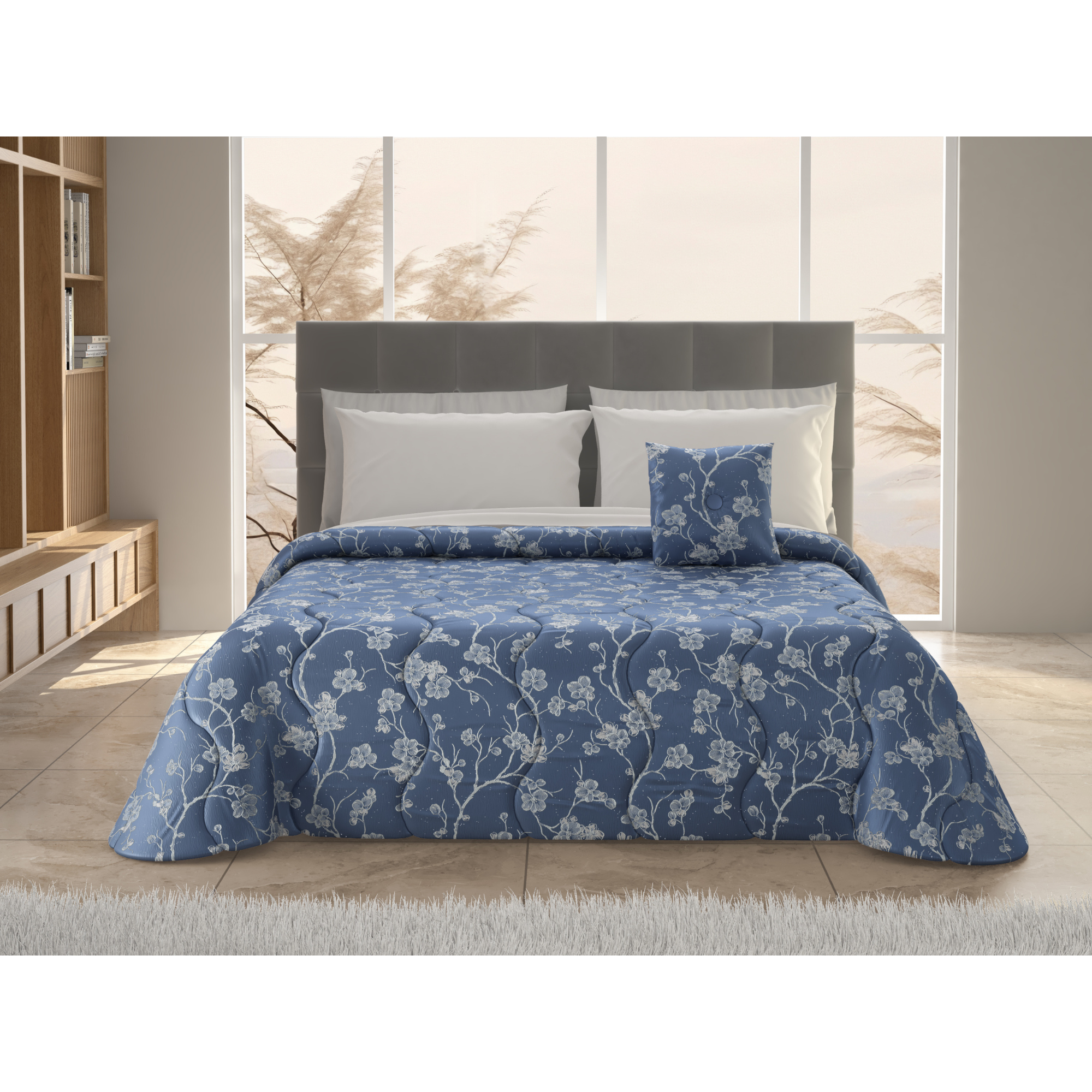 Trapunta Matrimoniale Ragame 260x280 cm con Cuscino Coordinato – Raso Jacquard Morbido e Raffinato, Imbottitura 350 g/m² – Trapunta Invernale Elegante – Prodotto Italiano