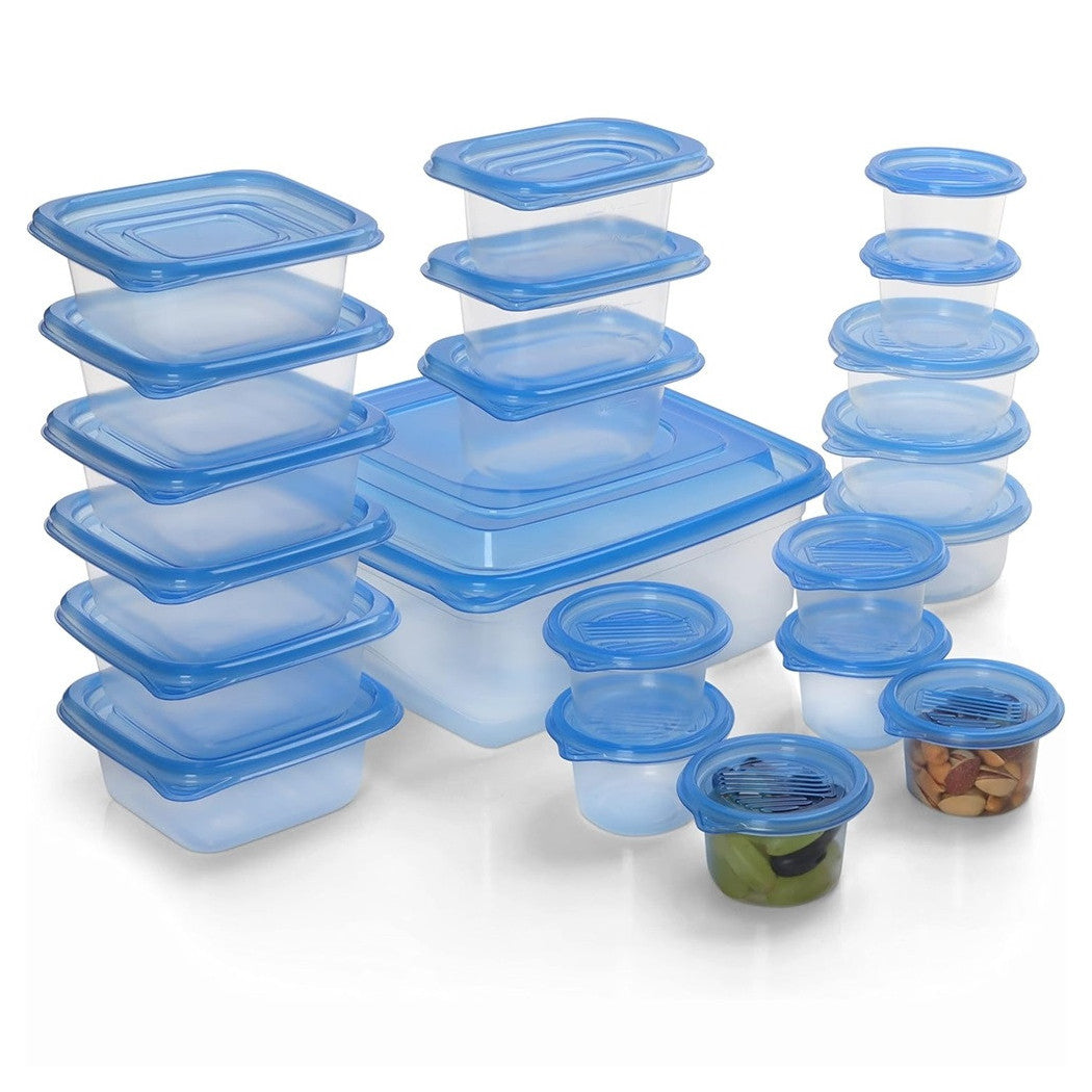 Set 21PZ contenitori con coperchi per alimenti in plastica trasparenti impilabili microonde