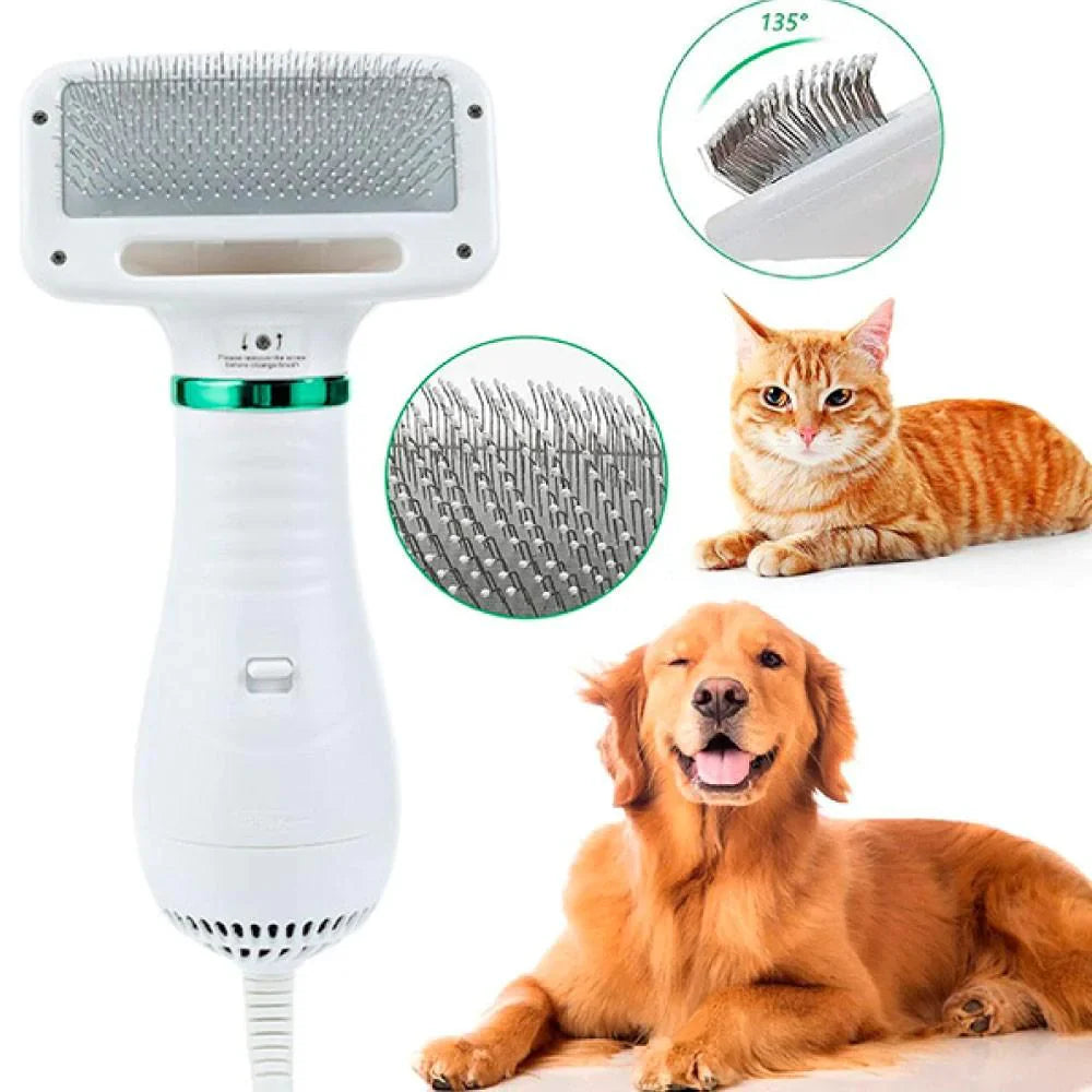 Spazzola Asciugacapelli per animali domestici 2 in 1